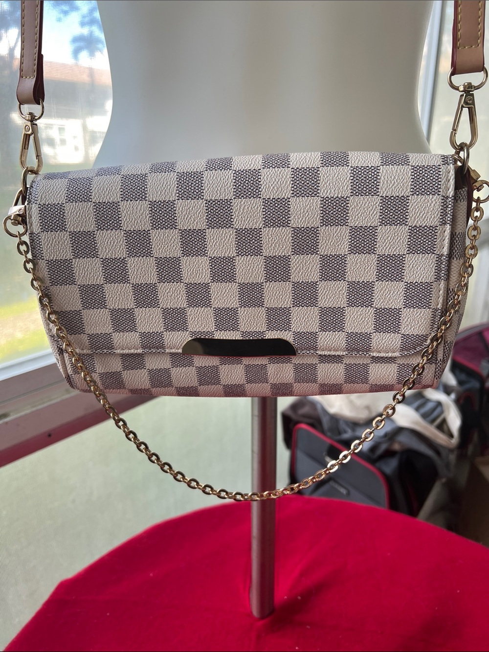 Unbranded Designer-Style Checkered Cream  Crossbody Shoulder or handbag